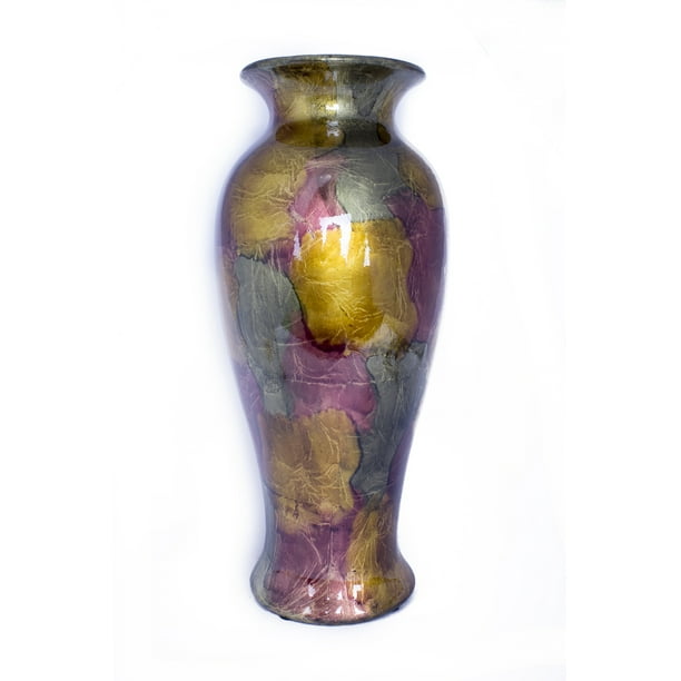 Foiled Lacquered Ceramic Urn Vase Brown Modern Contemporary Foiled Lacquered Ceramic Urn Vase Brown Modern Contemporary